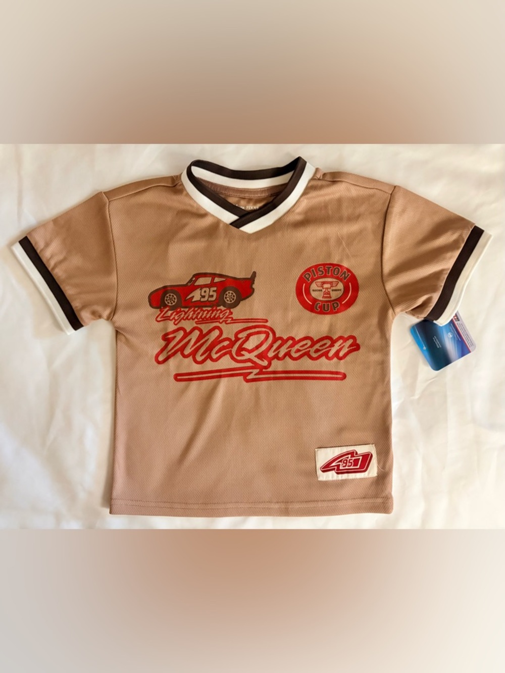 Disney Lightning McQueen Cars Brown Piston Cup Jersey Toddler New with Tags